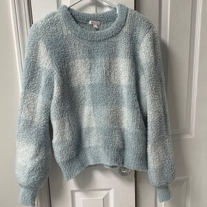 LC Lauren Conrad Light Blue and White Sweater
